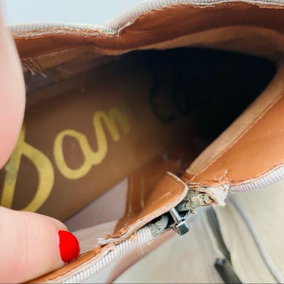 SAM EDELMAN Beige Tan Suede Leather Ankle Short Boot Booties Zipper Shoes 9.5 - Picture 8 of 8